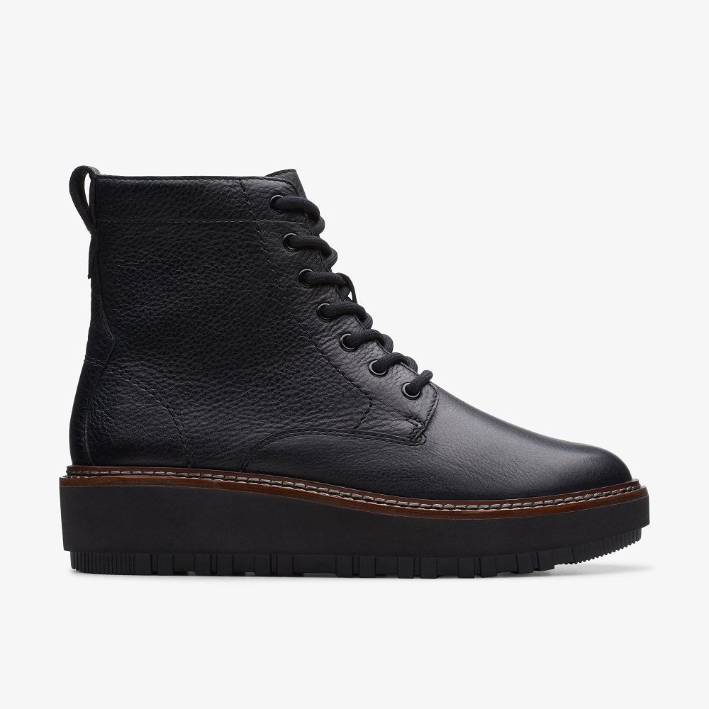 Black Leather Clarks Orianna Lace Women Boots | 1068DCUXT