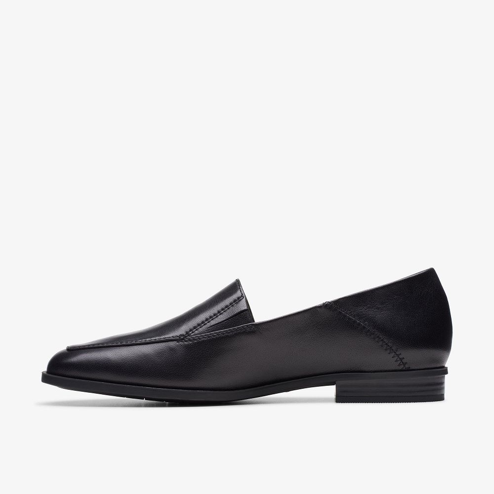 Black Leather Clarks Sarafyna Freva Women Loafers | 9461ANUSL