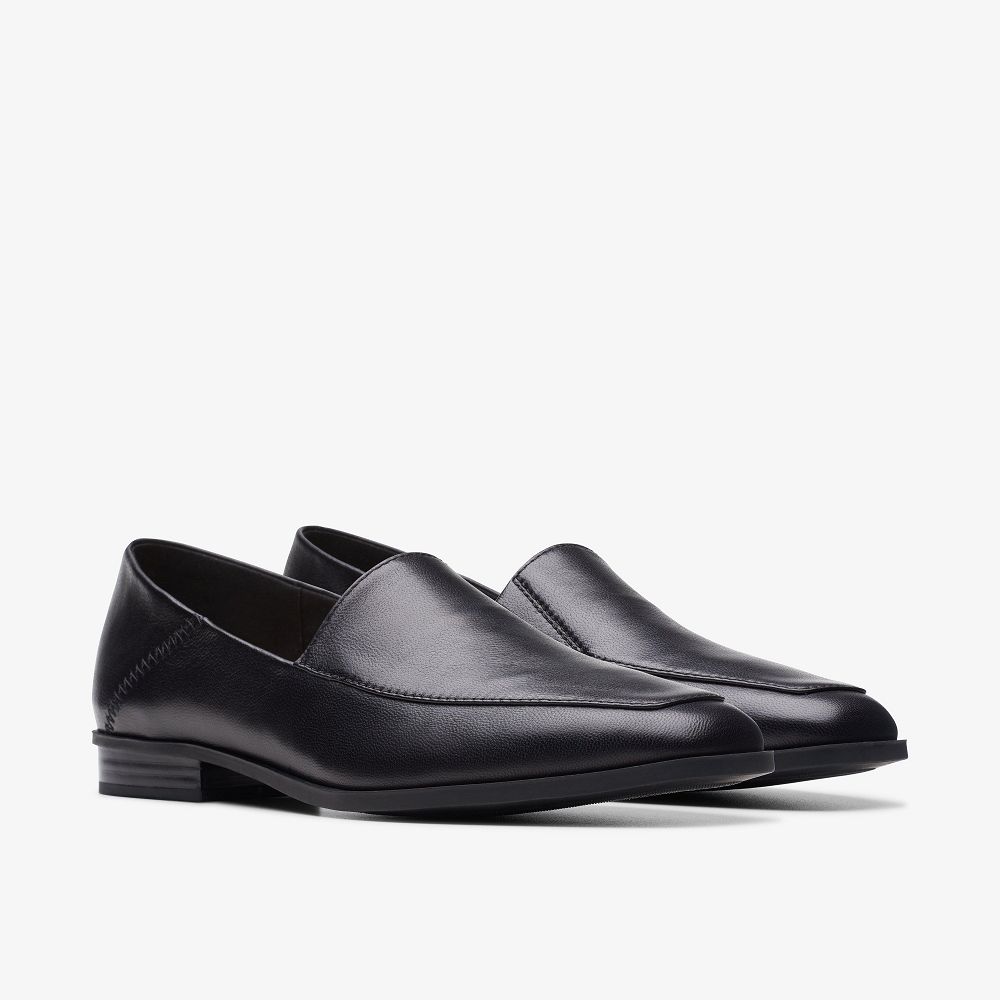 Black Leather Clarks Sarafyna Freva Women Loafers | 9461ANUSL