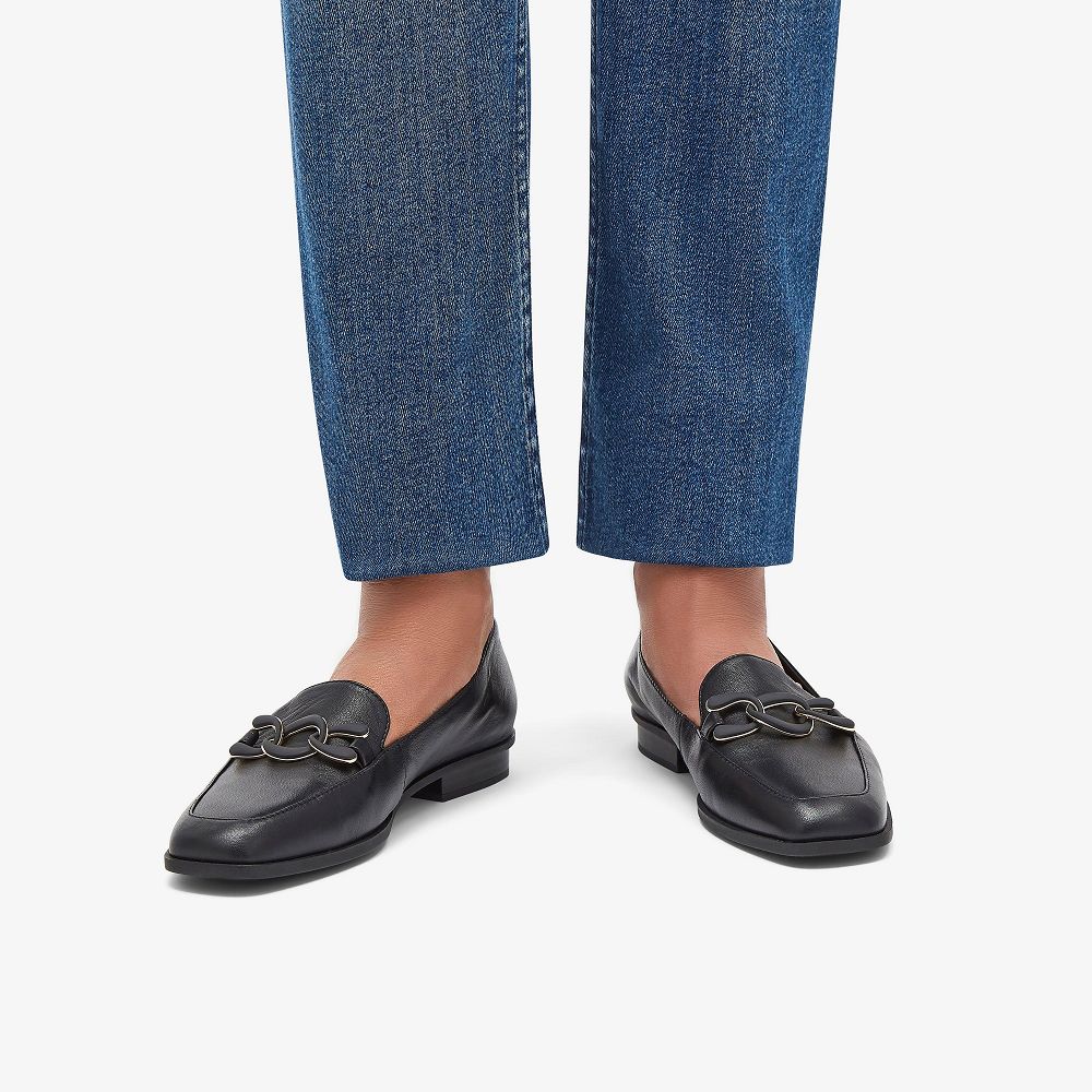 Black Leather Clarks Sarafyna Rae Women Loafers | 4315BLHFM