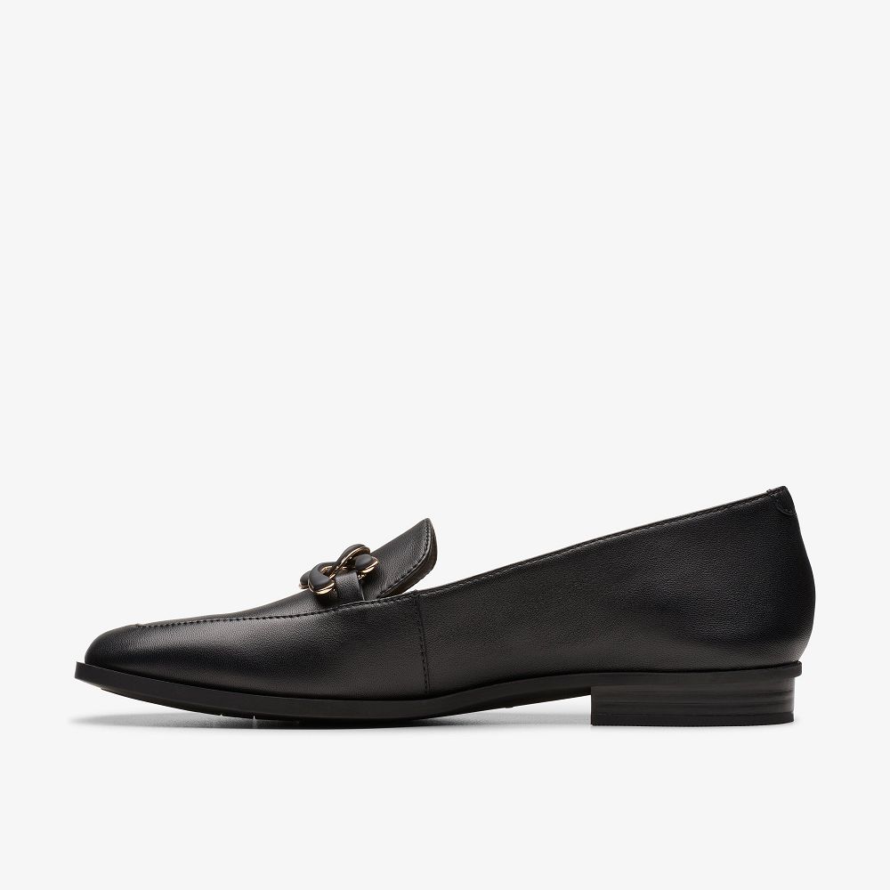 Black Leather Clarks Sarafyna Rae Women Loafers | 4315BLHFM