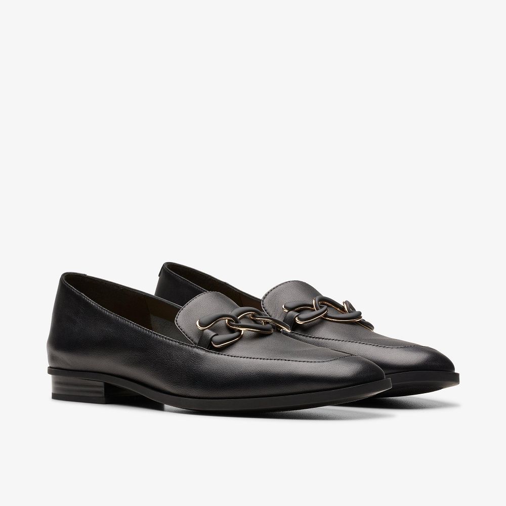 Black Leather Clarks Sarafyna Rae Women Loafers | 4315BLHFM