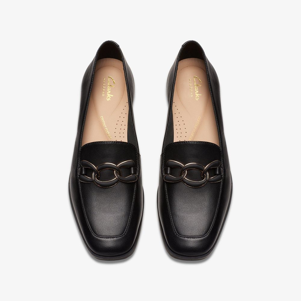 Black Leather Clarks Sarafyna Rae Women Loafers | 4315BLHFM