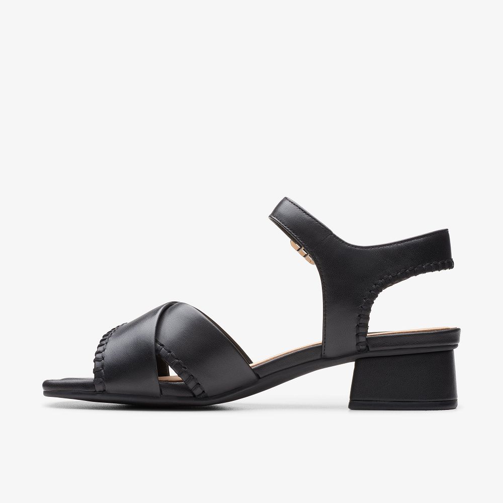 Black Leather Clarks Serina 35 Cross Women Sandals | 3580ORDCB