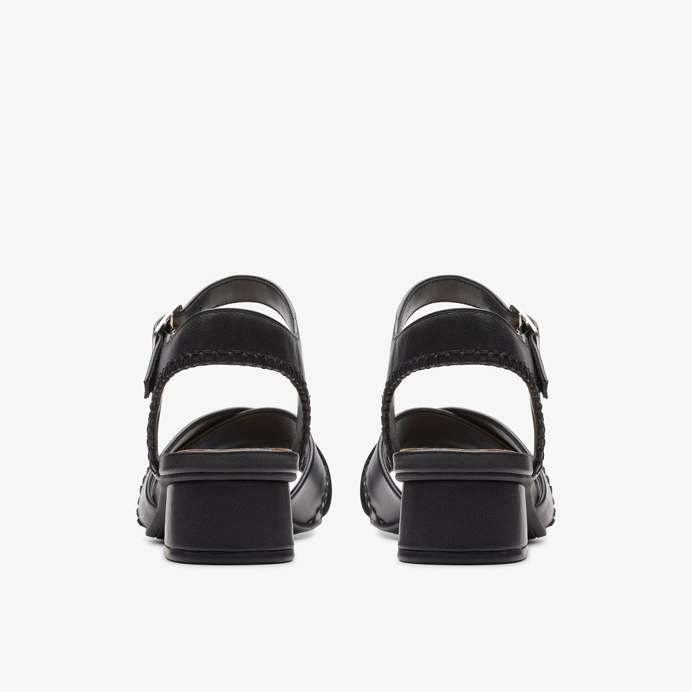 Black Leather Clarks Serina 35 Cross Women Sandals | 3580ORDCB