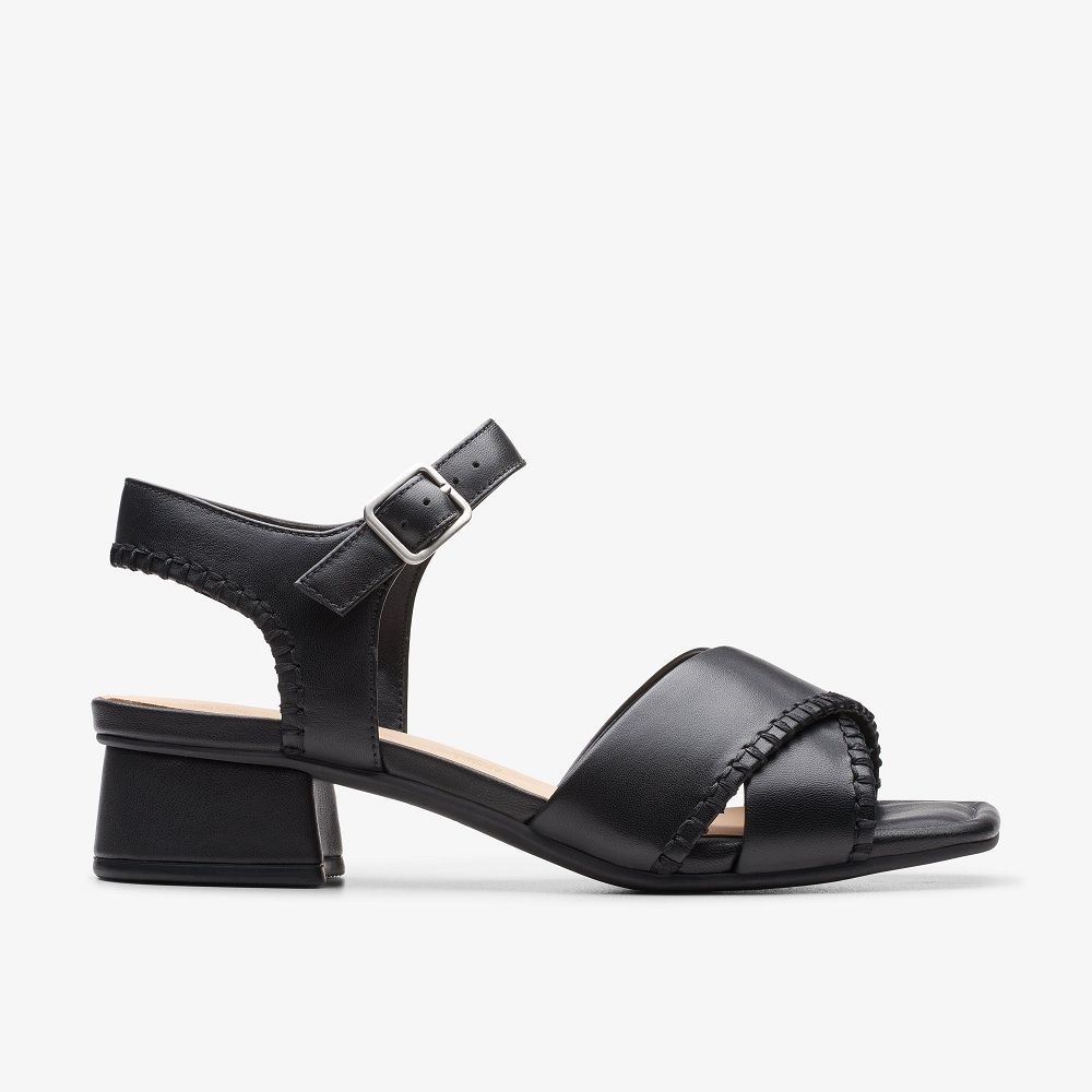 Black Leather Clarks Serina 35 Cross Women Sandals | 3580ORDCB