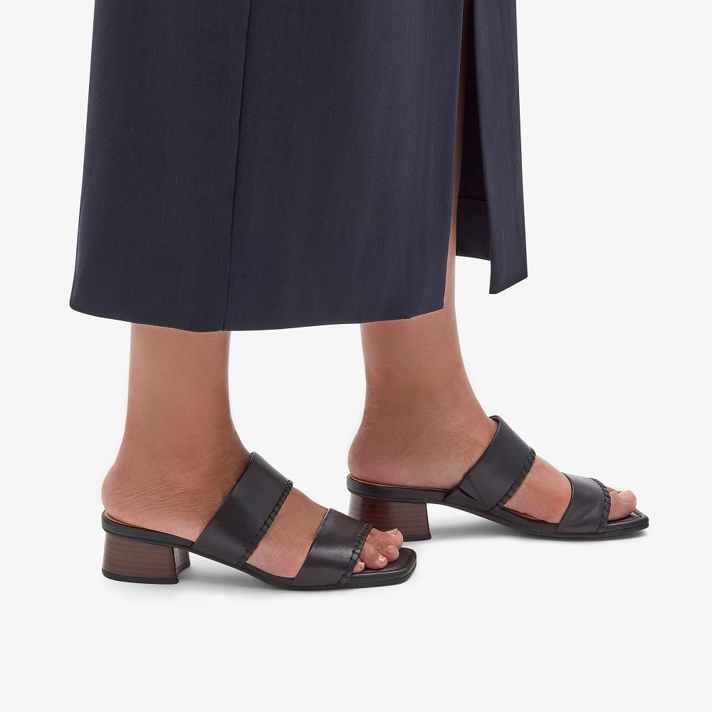 Black Leather Clarks Serina 35 Women Sandals | 3194OCSQU