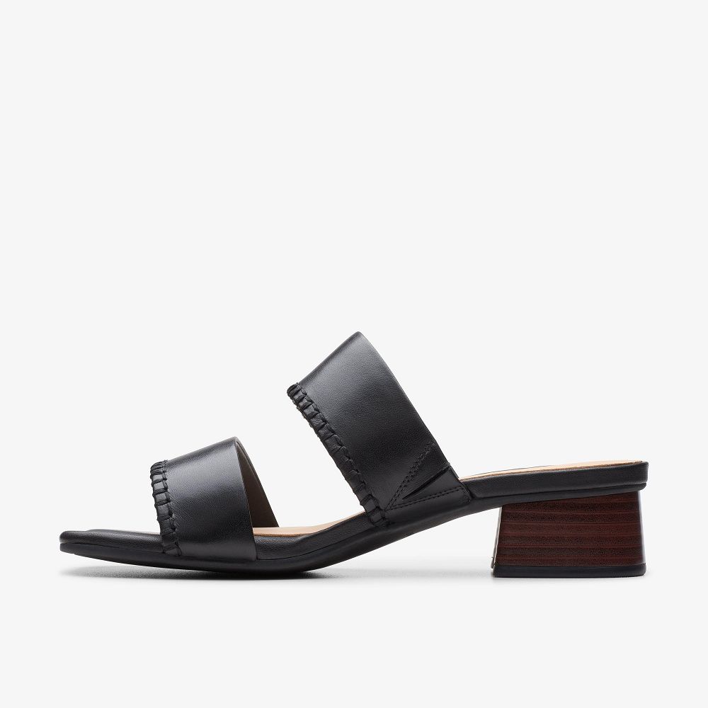 Black Leather Clarks Serina 35 Women Sandals | 3194OCSQU