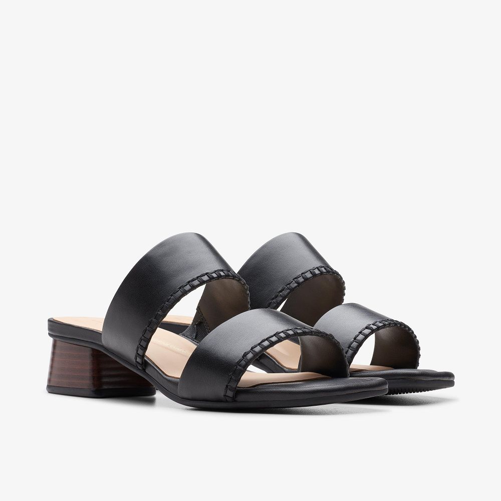 Black Leather Clarks Serina 35 Women Sandals | 3194OCSQU