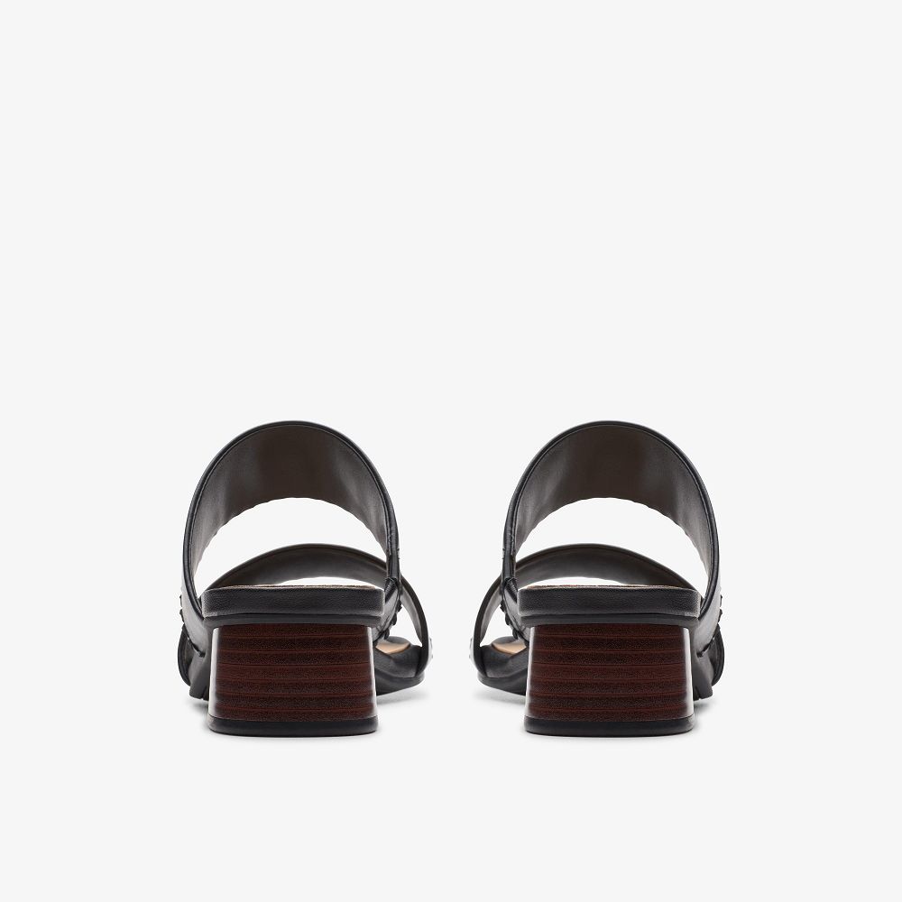 Black Leather Clarks Serina 35 Women Sandals | 3194OCSQU