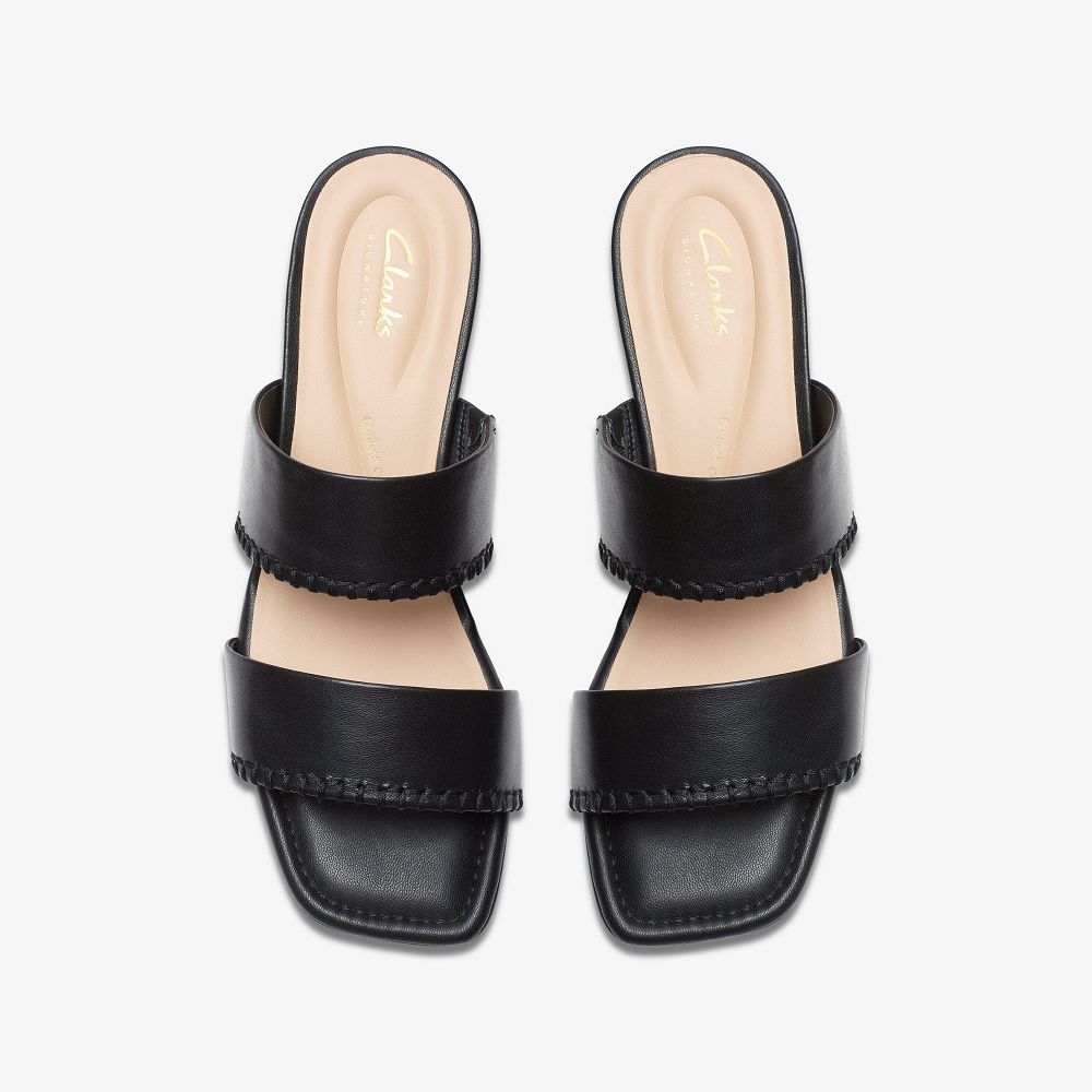 Black Leather Clarks Serina 35 Women Sandals | 3194OCSQU