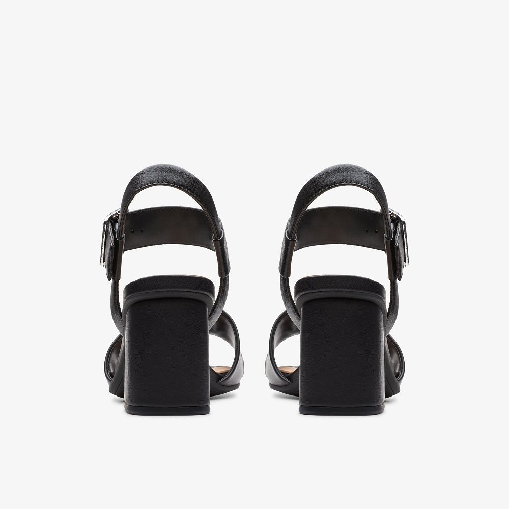 Black Leather Clarks Siara 65 Buckle Women Sandals | 4762NVMTC