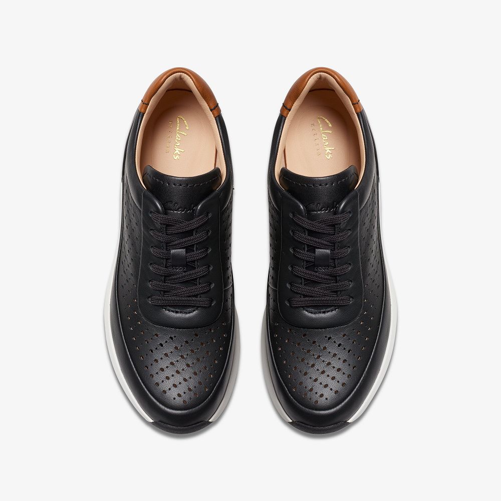 Black Leather Clarks TIVOLI GRACE Women Sneakers | 3764RTVKS