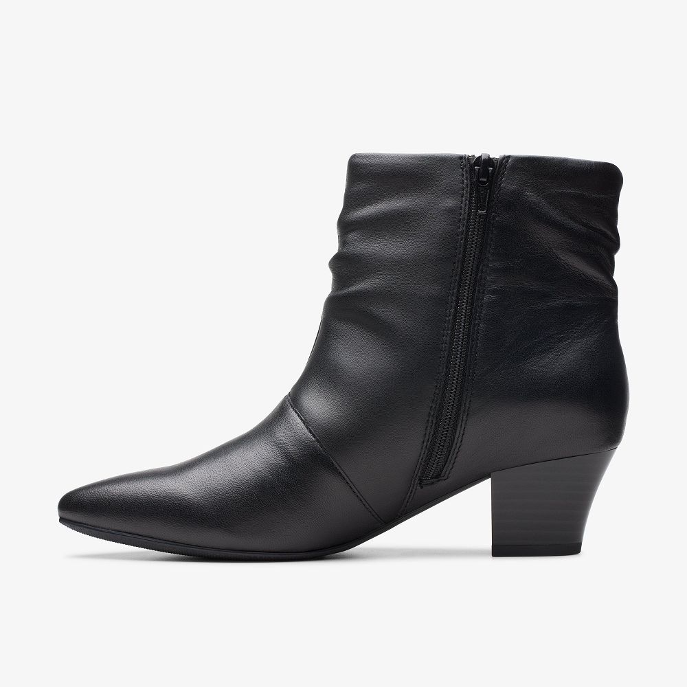 Black Leather Clarks Teresa Skip Women Boots | 8104WTFGC