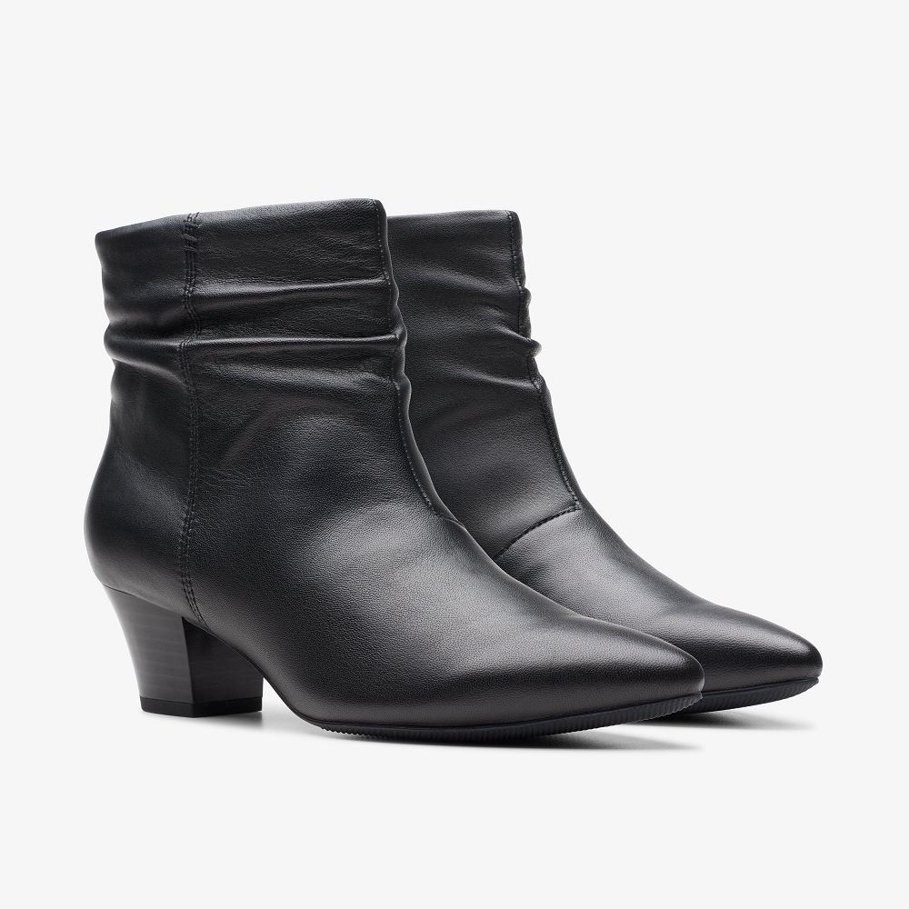 Black Leather Clarks Teresa Skip Women Boots | 8104WTFGC