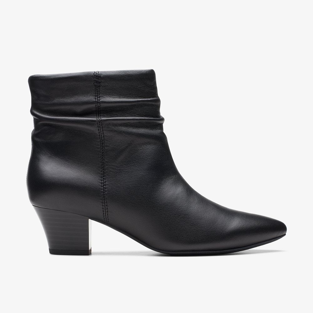 Black Leather Clarks Teresa Skip Women Boots | 8104WTFGC