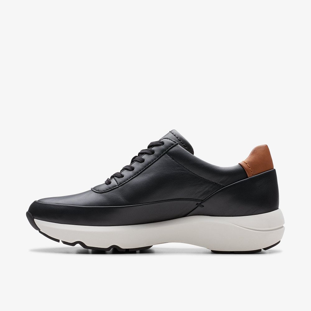 Black Leather Clarks Tivoli Zip Women Sneakers | 3951APION