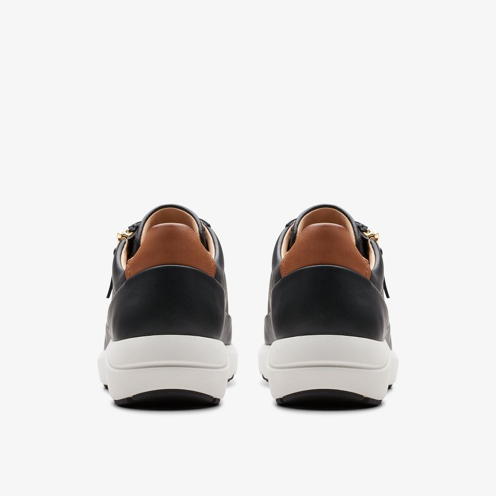 Black Leather Clarks Tivoli Zip Women Sneakers | 3951APION