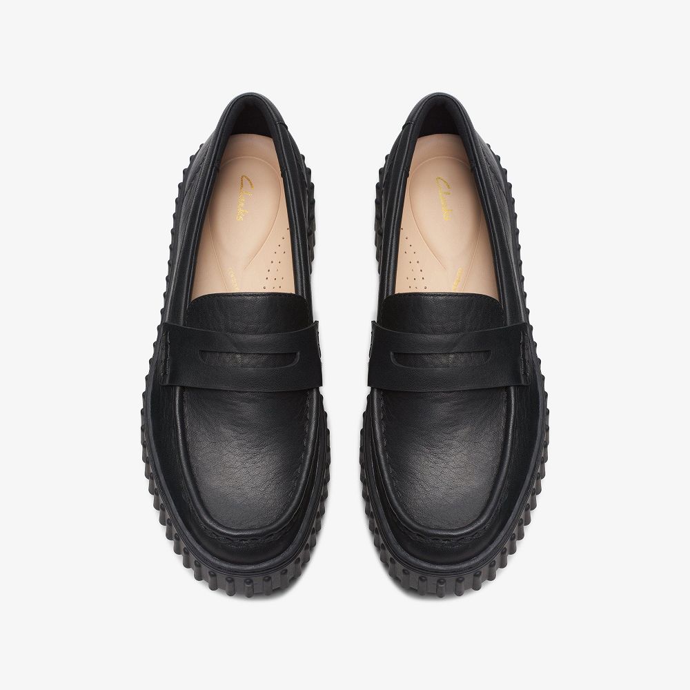 Black Leather Clarks Torhill Penny Women Loafers | 3179ARPKC