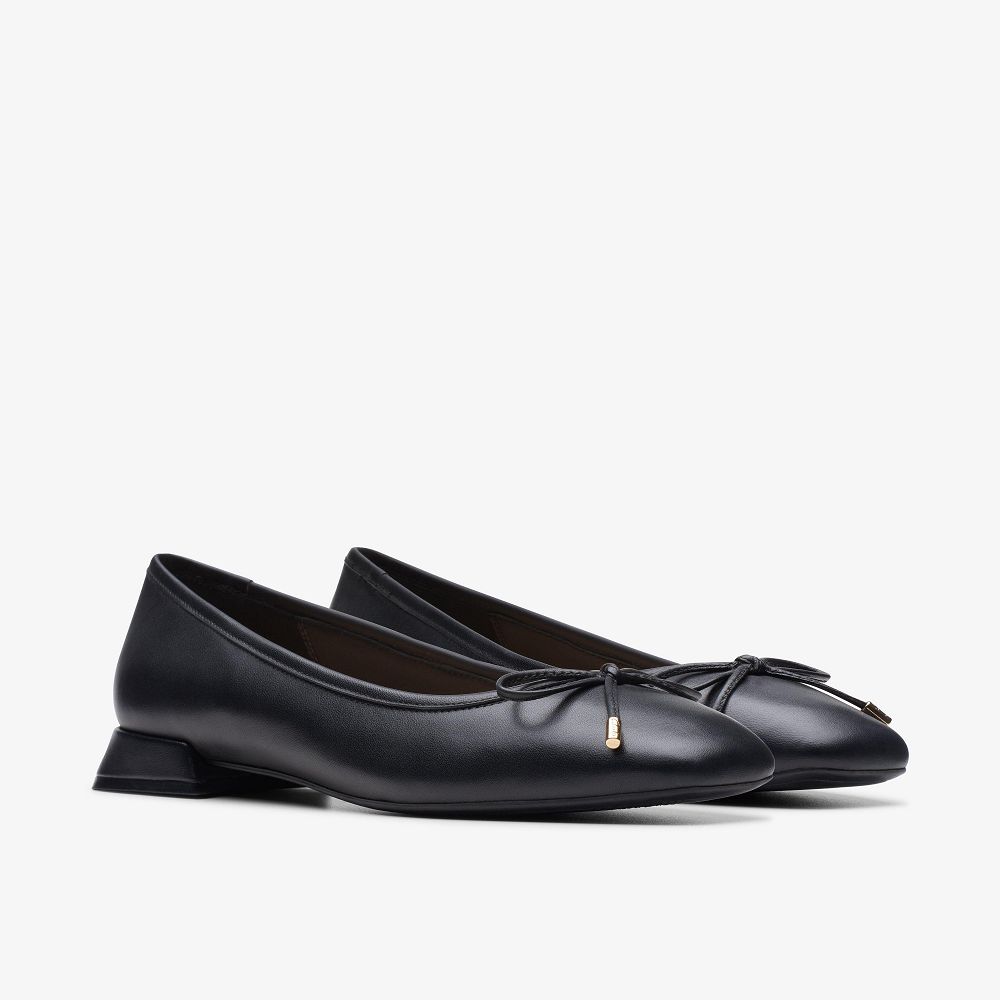 Black Leather Clarks Ubree 15 Step Women Ballet Flats | 6089AFPJO