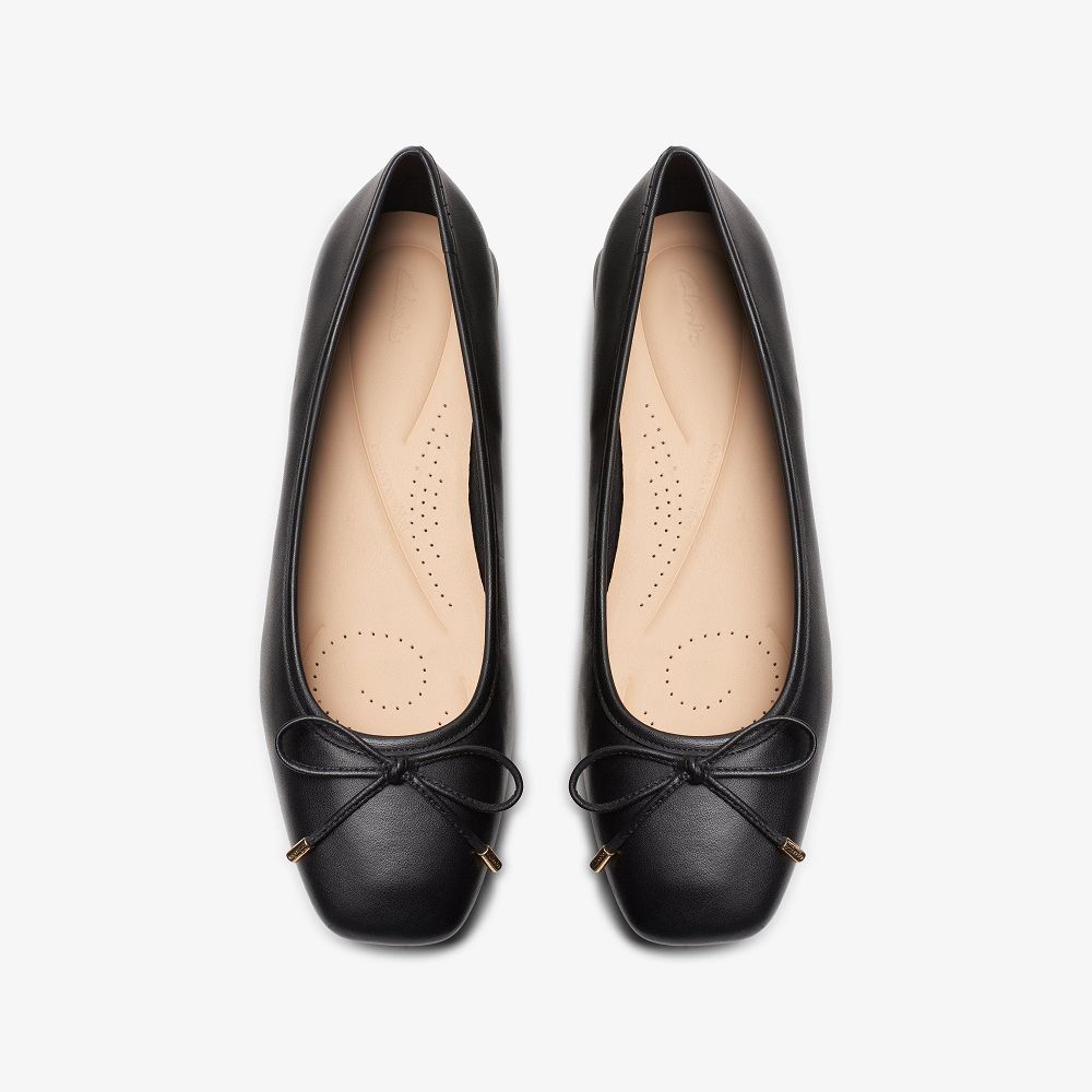 Black Leather Clarks Ubree 15 Step Women Ballet Flats | 6089AFPJO