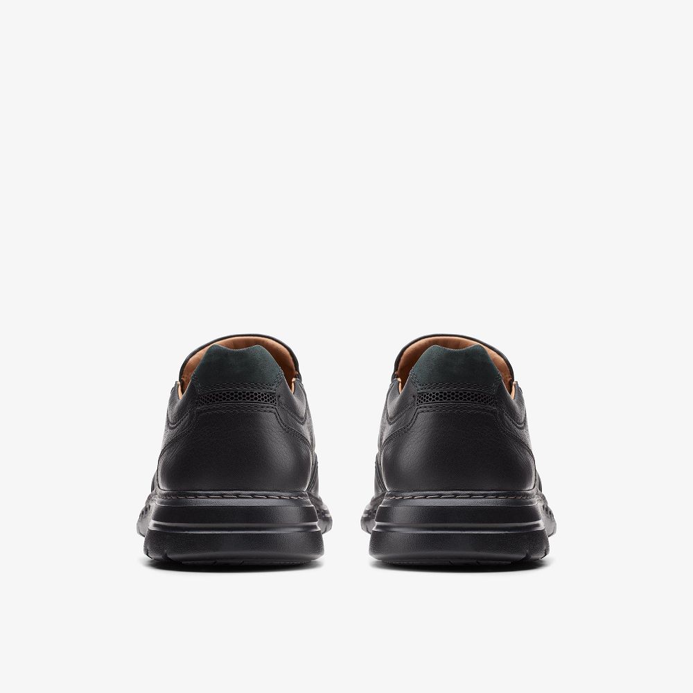 Black Leather Clarks Un Brawley Step Men Loafers | 5842NYEXP