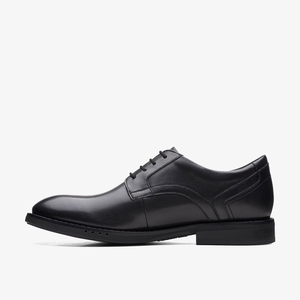 Black Leather Clarks Un Hugh Lace Men Oxfords | 8429NZSBC