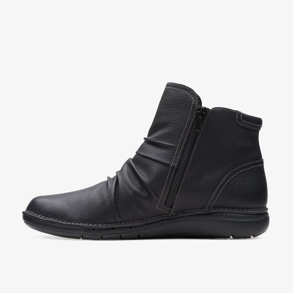 Black Leather Clarks Un Loop Top Women Boots | 0654VXJLY