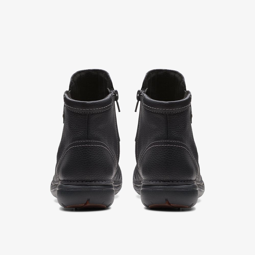 Black Leather Clarks Un Loop Top Women Boots | 0654VXJLY