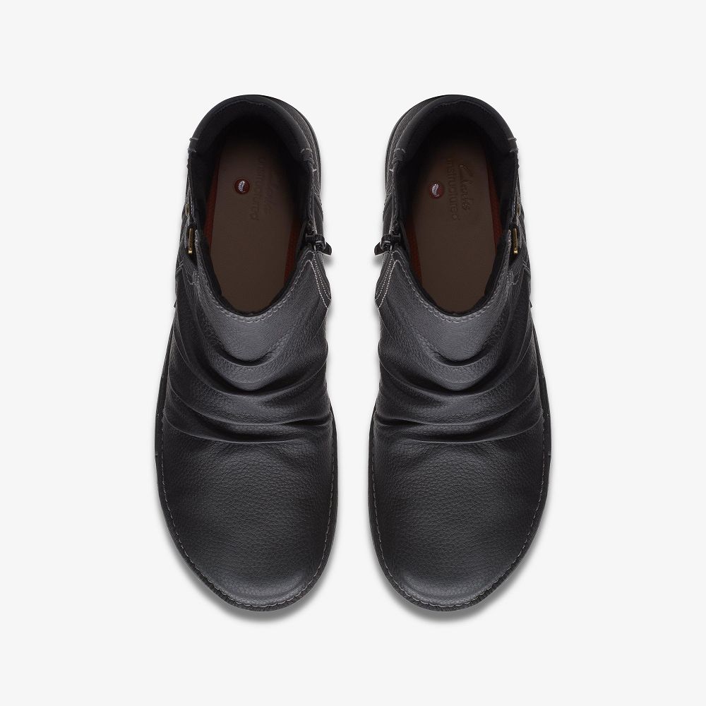 Black Leather Clarks Un Loop Top Women Boots | 0654VXJLY