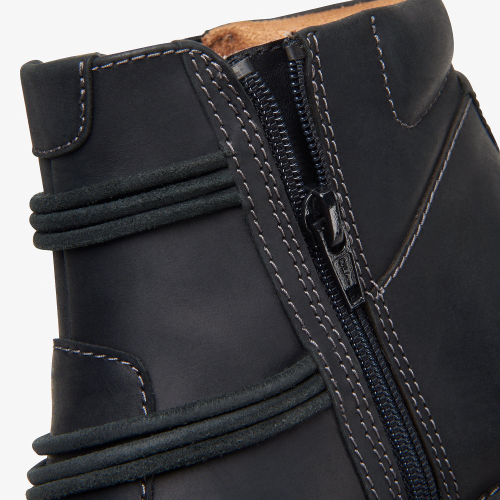 Black Leather Clarks Un Loop Up Women Boots | 1953GPVYH