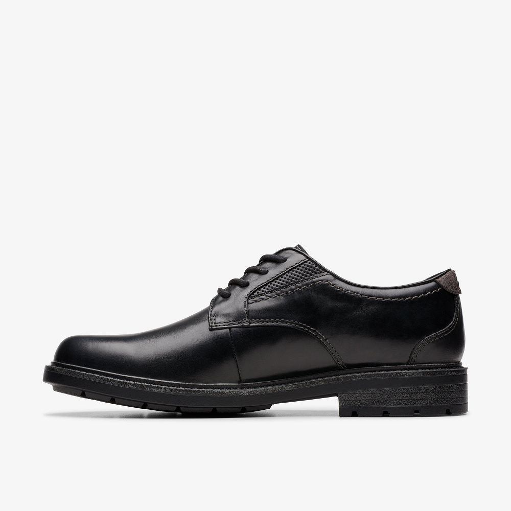 Black Leather Clarks Un Shire Low Men Oxfords | 4269PHUBM