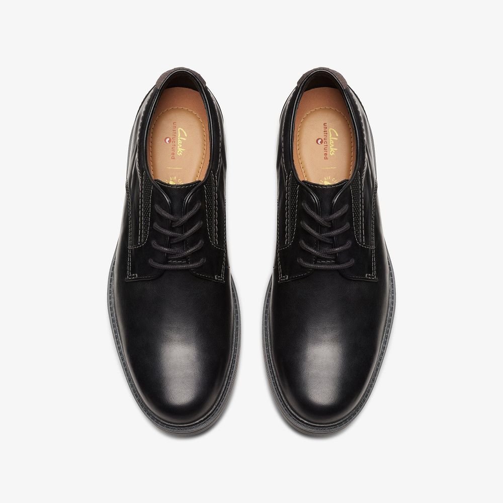 Black Leather Clarks Un Shire Low Men Oxfords | 4269PHUBM