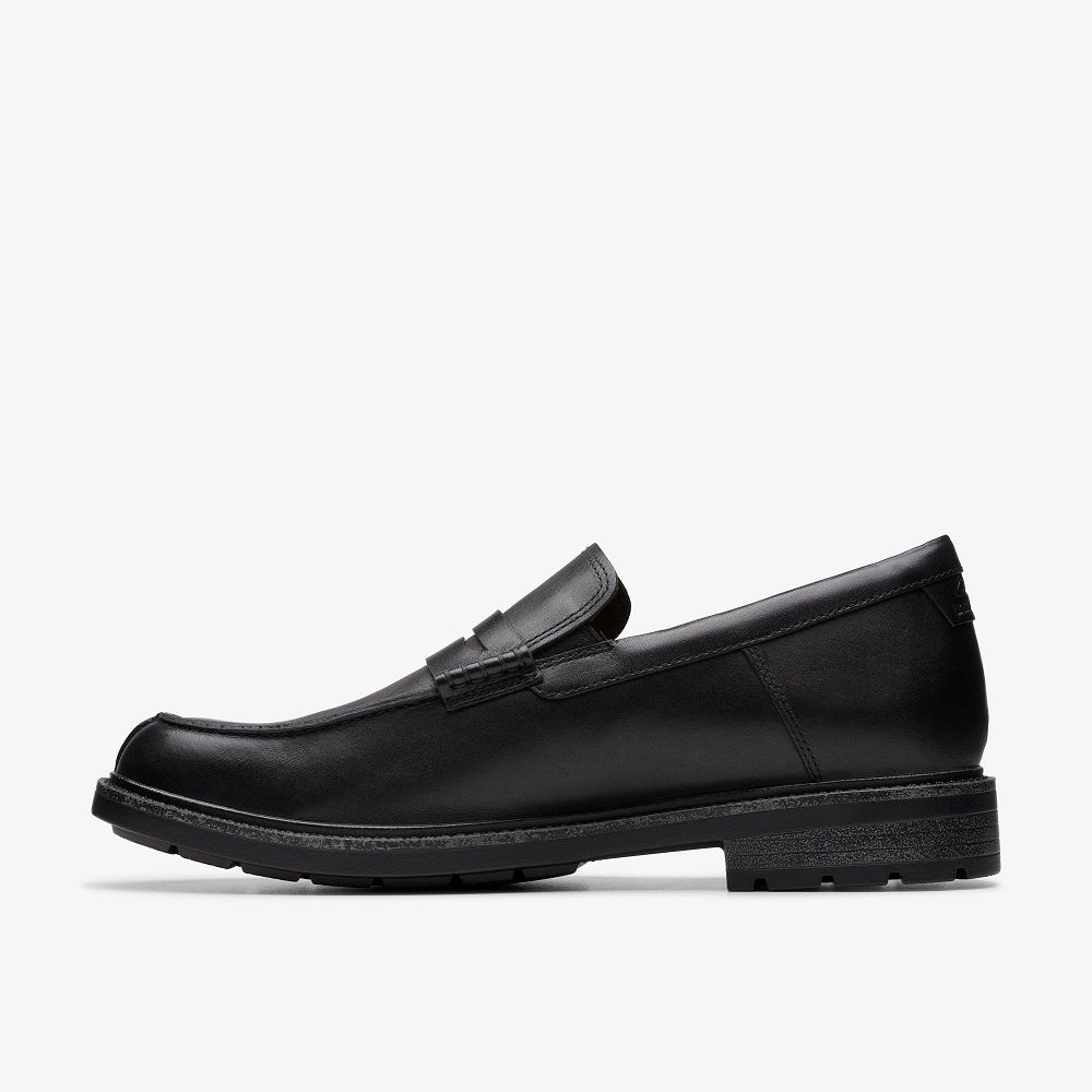 Black Leather Clarks Un Shire Step Men Loafers | 9534UWTYX