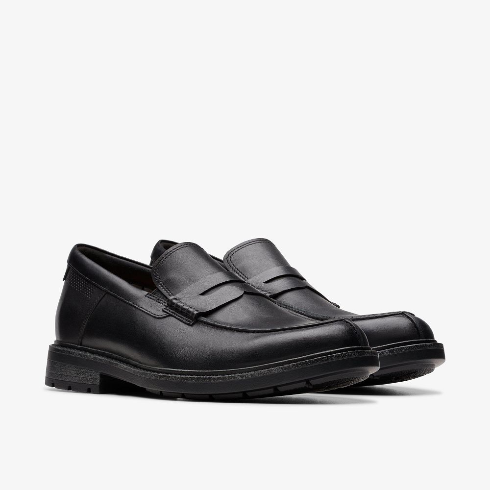 Black Leather Clarks Un Shire Step Men Loafers | 9534UWTYX