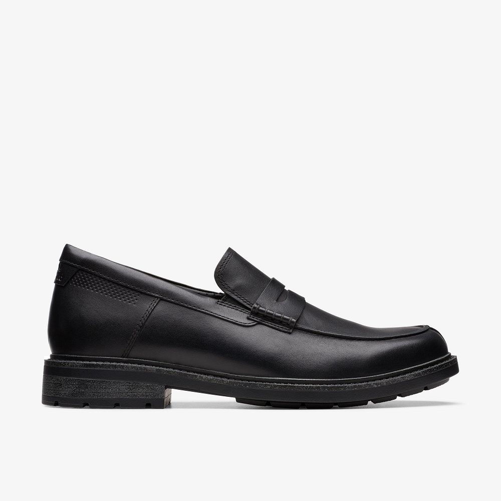 Black Leather Clarks Un Shire Step Men Loafers | 9534UWTYX