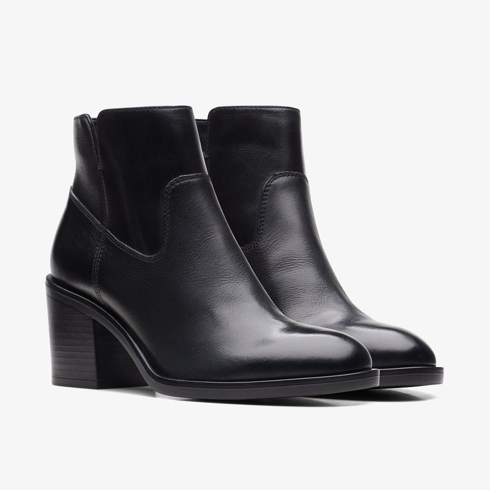 Black Leather Clarks Valvestino Lo Women Boots | 9763ZRKLX