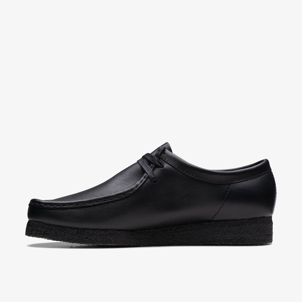 Black Leather Clarks Wallabee Men Loafers | 7862YXRGI