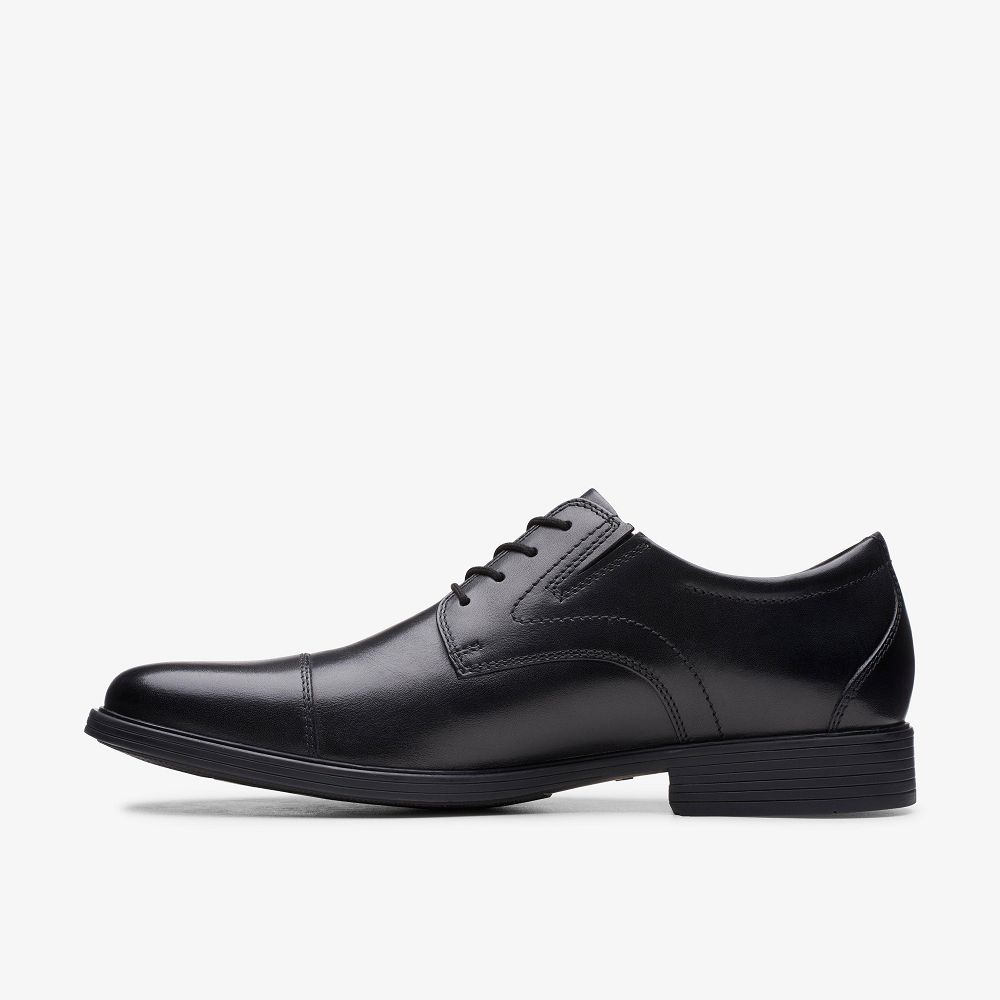 Black Leather Clarks Whiddon Cap Men Oxfords | 7210CQNHZ