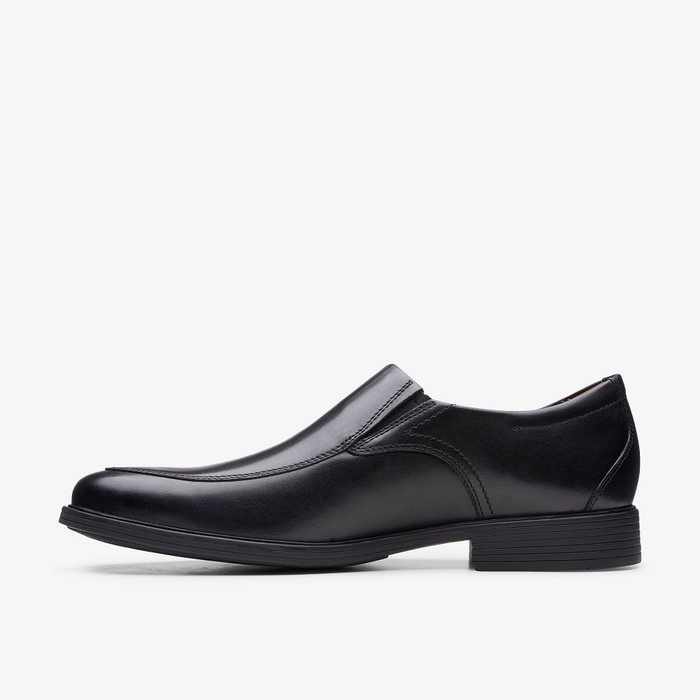 Black Leather Clarks Whiddon Step Men Loafers | 6398ARSGF