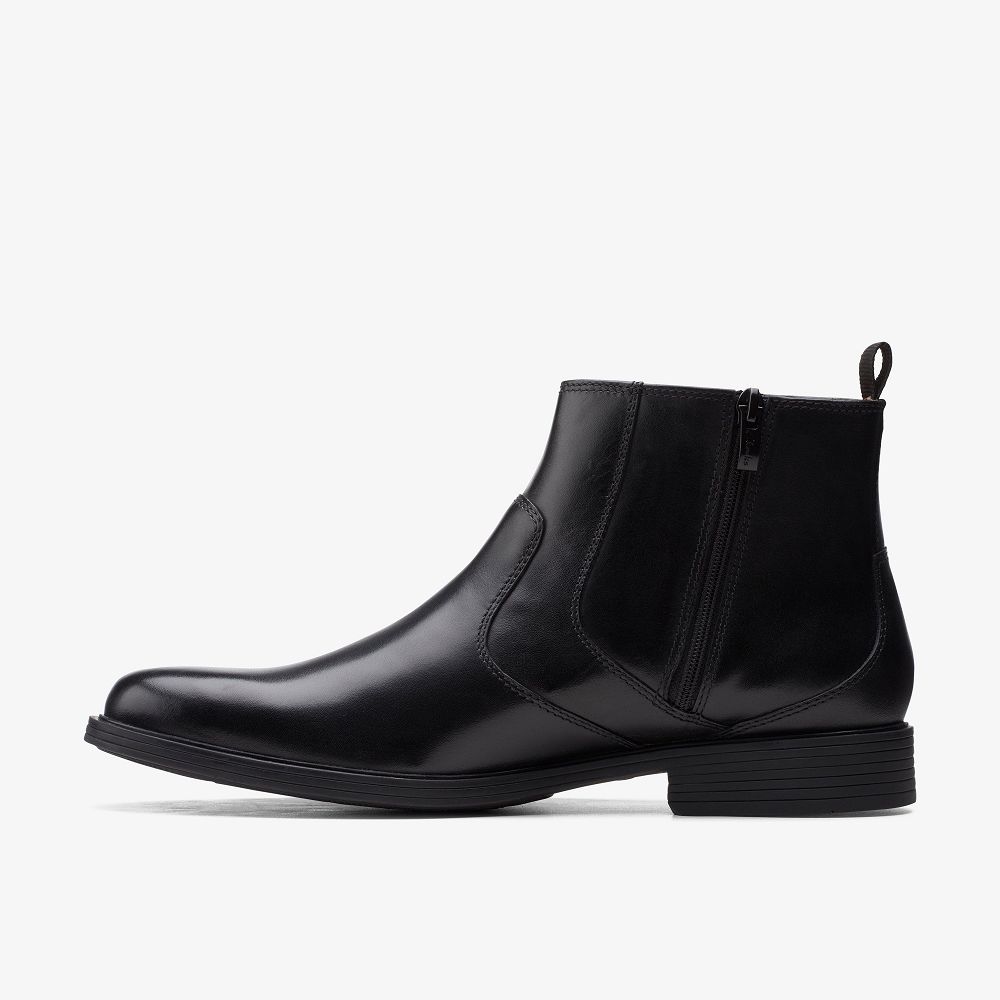 Black Leather Clarks Whiddon Zip Men Boots | 6291DHUXB