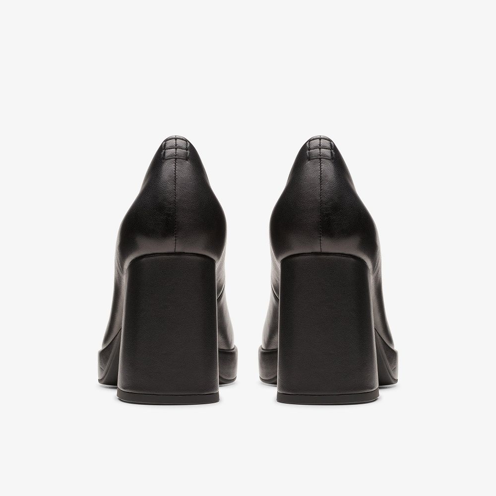 Black Leather Clarks Zoya 85 Court Women Pumps | 7481IZPJO