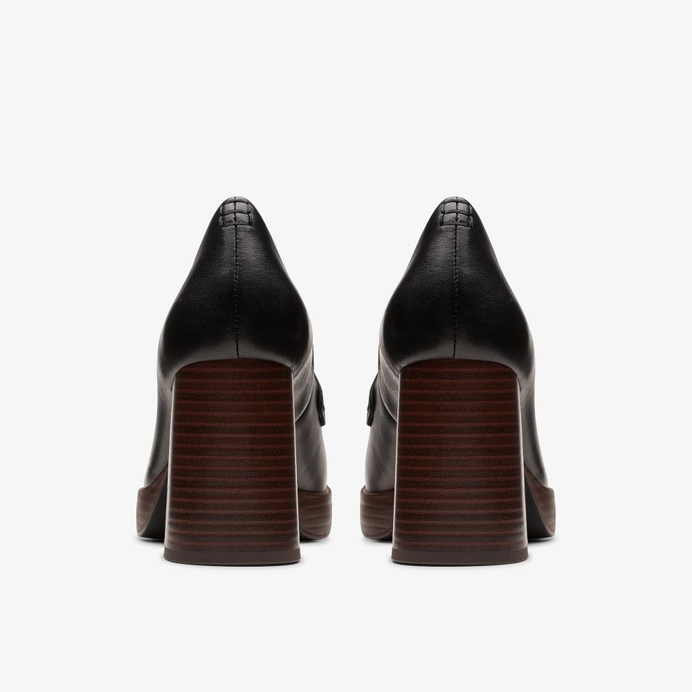 Black Leather Clarks Zoya 85 Walk Women Pumps | 0472FRZPC