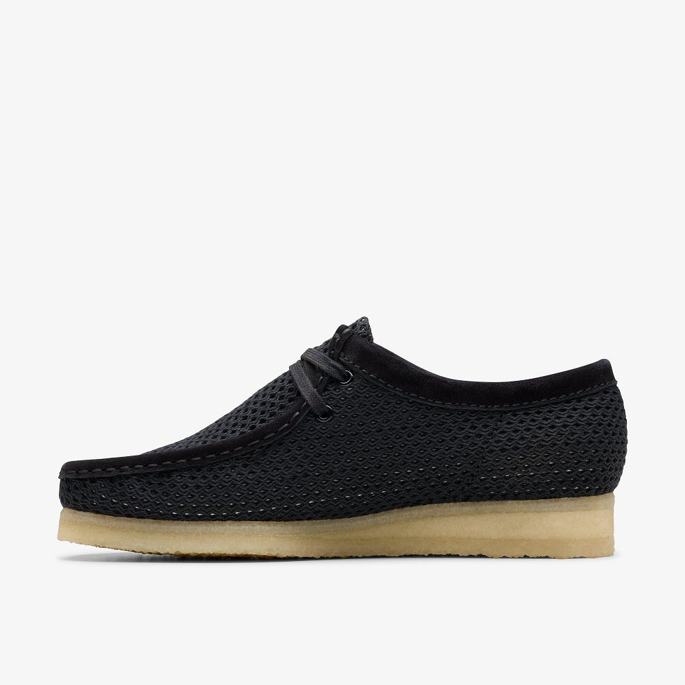 Black Mesh Clarks Wallabee Men Loafers | 2940KCGHF