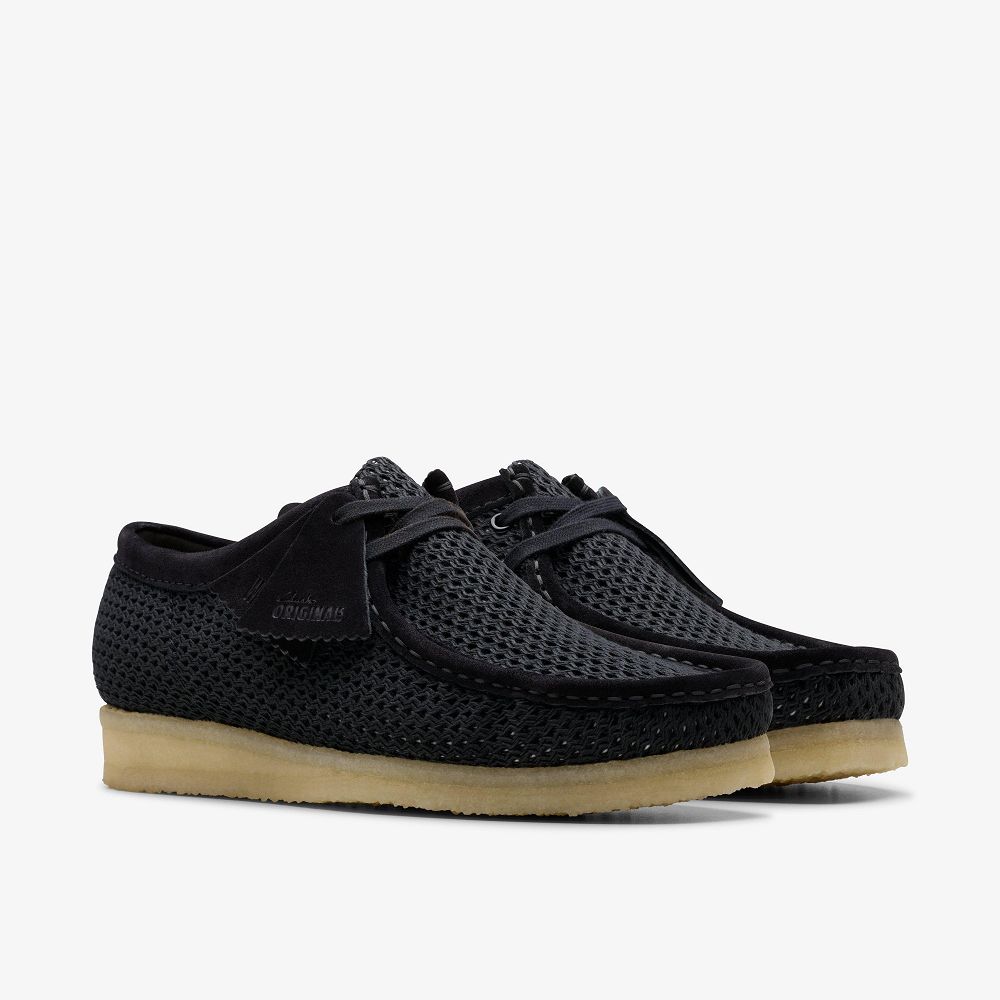 Black Mesh Clarks Wallabee Men Loafers | 2940KCGHF