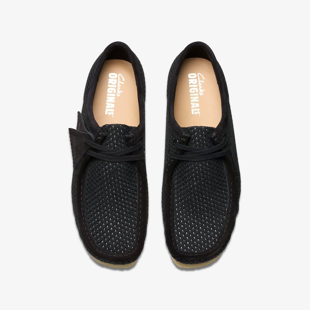 Black Mesh Clarks Wallabee Men Loafers | 2940KCGHF