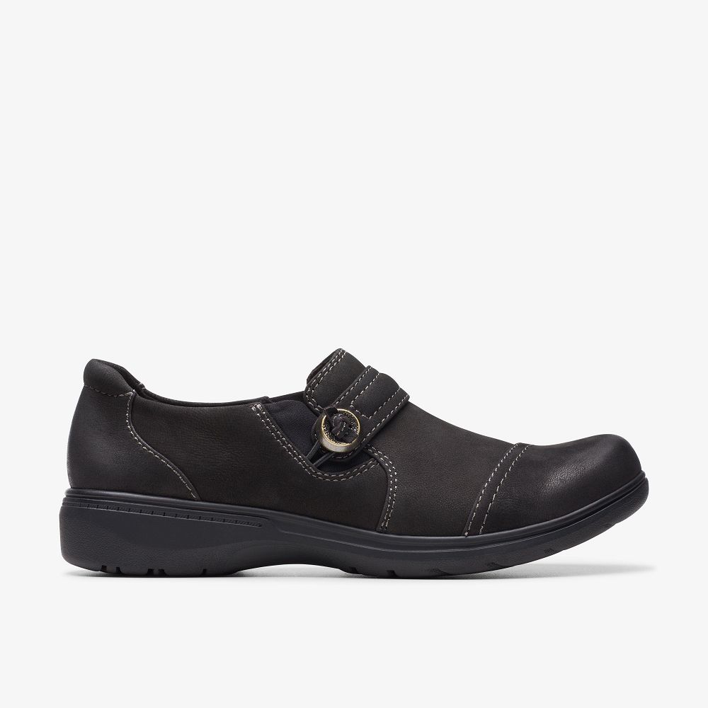 Black Nubuck Clarks Carleigh Pearl Women Slip-Ons | 3160CQAZH