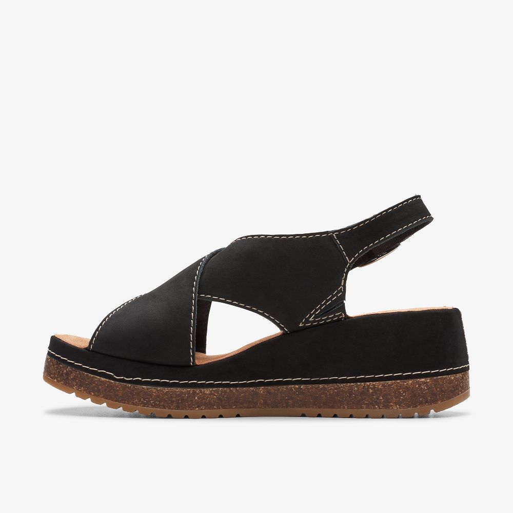 Black Nubuck Clarks Kassanda Step Women Sandals | 9307KAUQJ