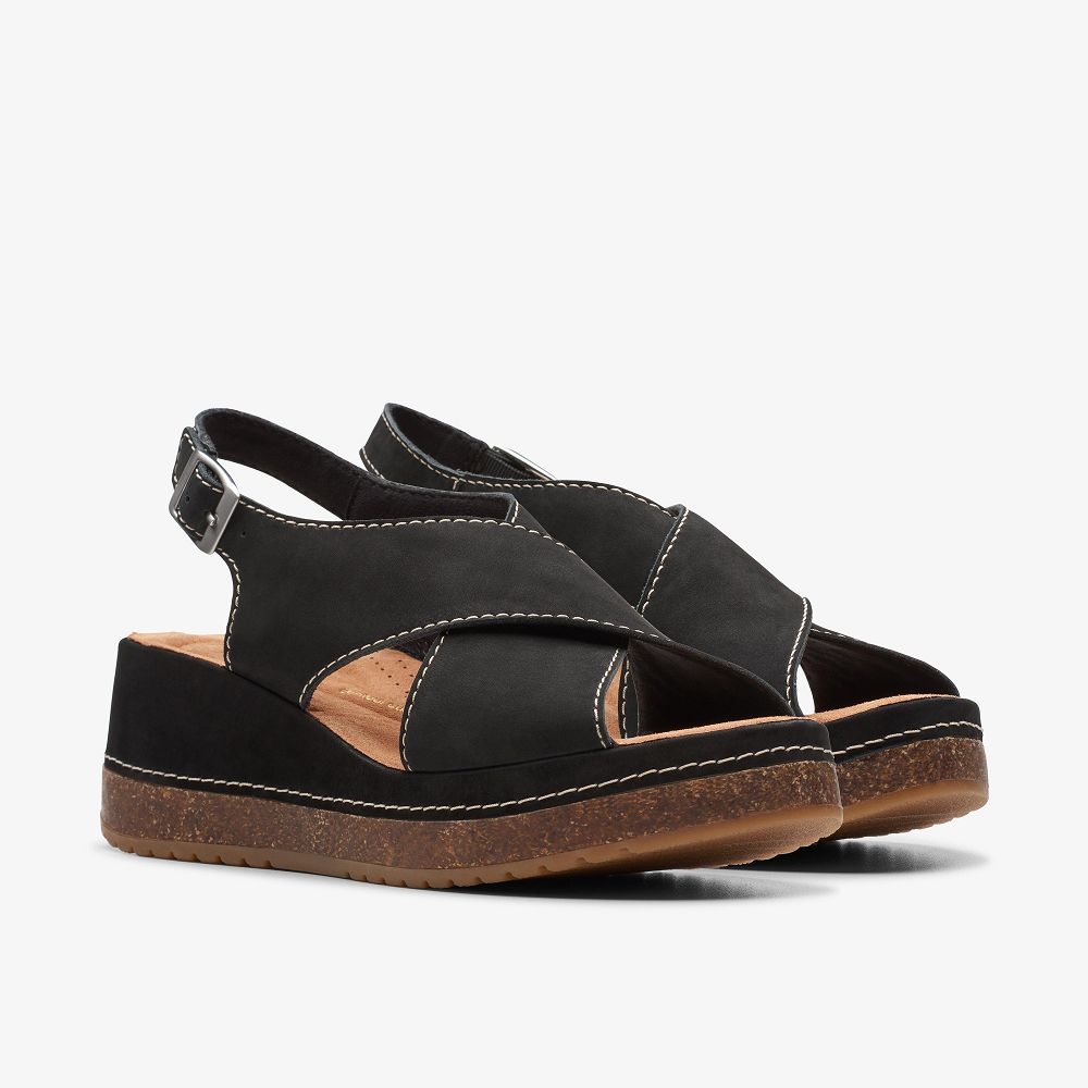 Black Nubuck Clarks Kassanda Step Women Sandals | 9307KAUQJ