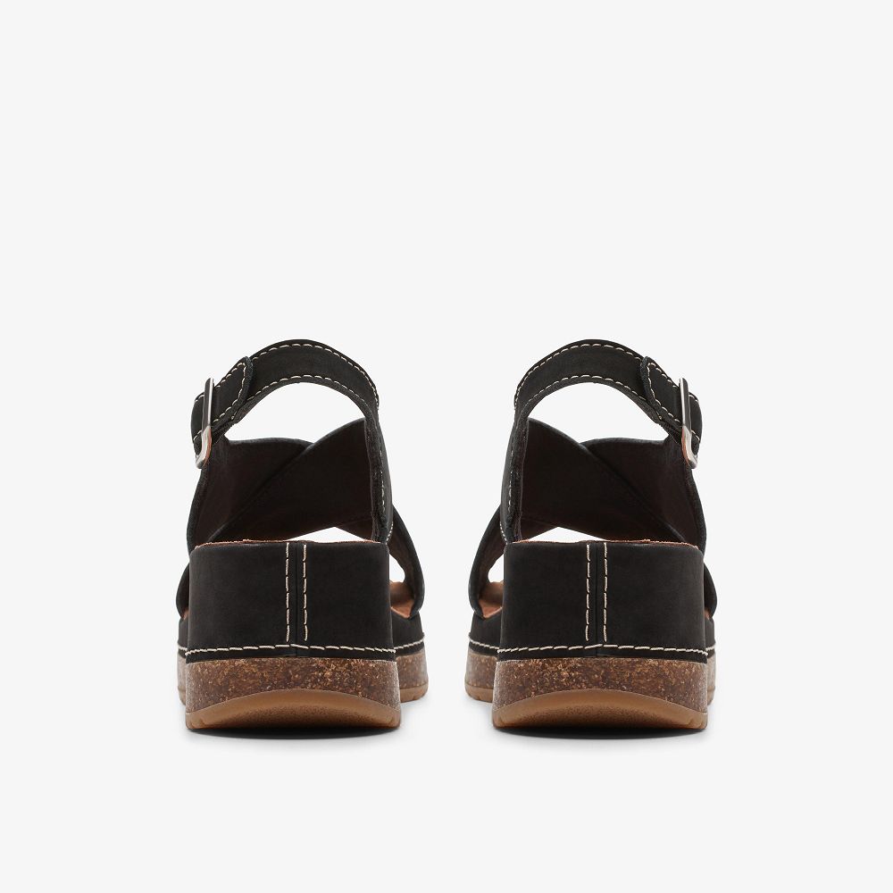 Black Nubuck Clarks Kassanda Step Women Sandals | 9307KAUQJ